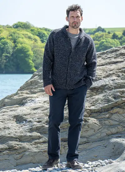 Fisherman Donegal Fleck Shawl Collar Cardigan
